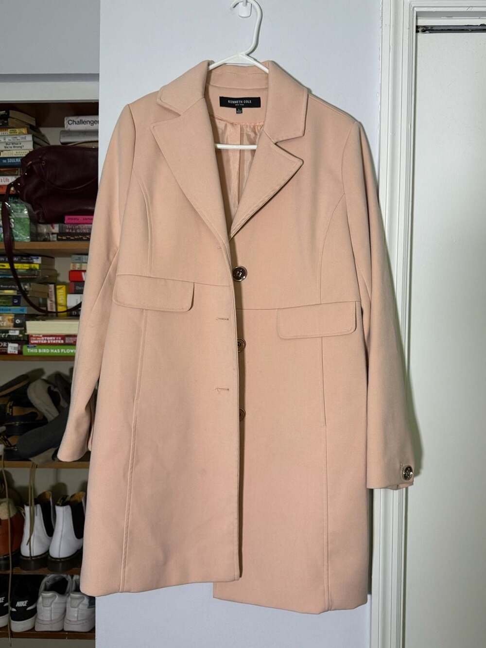 Kenneth Cole Coat Size L Pink Notched Lapel Single Breasted - Picture 1 of 9